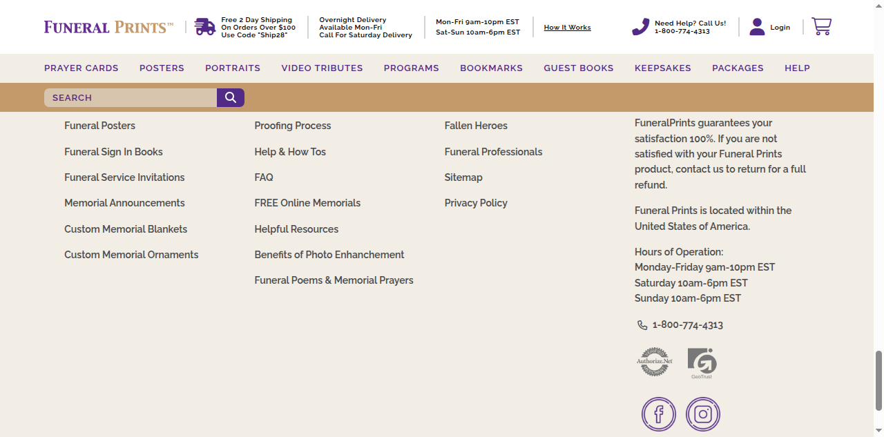 Satisfaction guarantee buried in footer